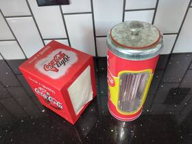 892324 Tin Box Co. Coca-cola Entertain Your Thirst Retro Straw Canister And Napkin Dispenser