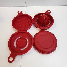 Tupperware 1894-2 All In One Mate Parts Red Juicer Grater Egg Separator Incomplete