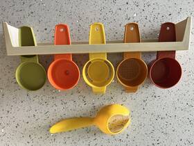 878-3 Tupperware Vintage Mcm Rare Utensil Set With Original Holder Made In Belgium