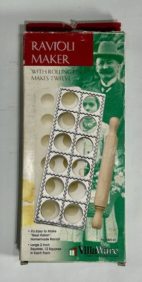 5400-01 Villaware Ravioli Maker With Rolling Pin Italian Kitchenware 12 2 Inch Squares A6