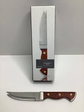 5804 Viski Bartender Knife 7 Inch Acacia Wood Handle Double Tipped Stainless Steel