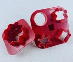 Vtg Tupperware Mini Red Cookie Cutters #797-7 & #730-1 Play Dough, Veggies. Fixed Price $13.95.