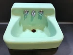 Vintage American Standard Cast Iron Green Hang-on-wall Porcelain Sink. Fixed Price $279.98.
