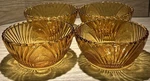4 Fruit Dessert Bowls Brockway Nouveau Vtg Glass Scalloped Edge Kitchen 1960S. Fixed Price $32.00.