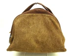 Borbonese Mini Boston Bag Suede & Leather Quail Brown Beige Preowned Vintage. Fixed Price $186.83.