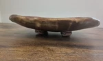 Studio Pottery Footed Plate Brown Stoneware 9" Organic Shape Artist Signed. Fixed Price $24.50.