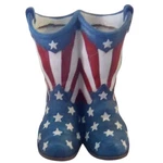 Collections Etc Patriotic Cowboy Boot Planter Stars And Stripes Americana Vase. Fixed Price $20.00.