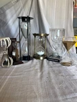 Set Of 5 Decorative Hourglass Timers Wood Metal Sand Collection. Fixed Price $54.95.