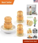 Bamboo Dish Scrub Brushes Set For Kitchen Cleaning Sisal Bristles 3PCS. Fixed Price $26.00.