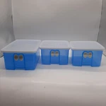 Set Of Tupperware Fridge Smart Blue Containers 7 Cups 3991A-2 4 3993A-1. Fixed Price $24.99.