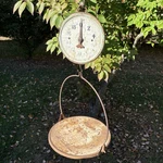 General Store Metal Weighing Scale Hanging Tray 22" Rusty Finish Primitive. Fixed Price $29.99.