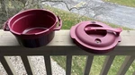 Tupperware 7643A-1 Microwave Pressure Cooker, Burgundy Red, Qt W/lid 7644A-2. Fixed Price $22.75.