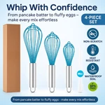 Silicone Whisk Set Of Nonstick Heat Resistant 480 Kitchen Cooking Tools. Fixed Price $15.45.