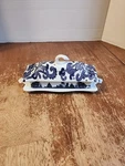 Anthropologie Cobalt Blue And White 21K Platinum Covered Footed Butter Dish. Fixed Price $45.00.