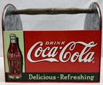 The Tin Box Company Coca Cola Galvanized Utensil Caddy With Handle. Fixed Price $17.95.