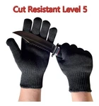 Gloves Black Steel Wire Metal Mesh Safety Anti Cut Resistant Level 5. Fixed Price $9.95.