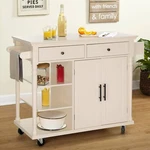 Rolling Kitchen Island Cart Trolley Storage Cabinet With Extendable Shelve Ivory. Fixed Price $110.00.