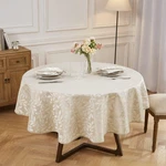 Pcs Linen Leaf Tablecloth Set, 90 Round Cloth, 8 Napkins, Carla Design. Fixed Price $52.97.
