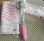 Nip Pampered Chef Pink Items - Mix Chop, Handy Scraper, & Zebra Towel. Fixed Price $34.99.