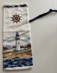Stevens Linens Lighthouse Scene (art: Wegner) Bottle Bag W/tie Closure Nwot. Fixed Price $15.99.