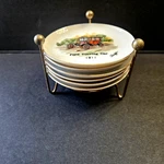 Rare Vintage Set Of 6 Classic 4" Porcelain Coasters, Signed W/carrying Case.. Fixed Price $40.60.