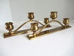 Set Of Two Vintage 10" Long Brass Metal Candlestick Holders, Made South Korea. Fixed Price $20.00.