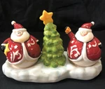 New Santa Salt And Pepper Shakers With Holder Christmas Tree Tii Collections. Fixed Price $17.99.