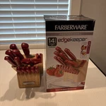 Farberware 13 Piece Red Kitchen Knife Set W/ Wooden Block. Fixed Price $13.99.