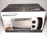Brentwood 800 Watt 4-SLICE Toaster Oven Broiler Model #TS-345B Black/silver. Fixed Price $28.00.