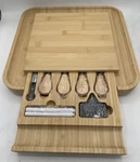 Bamboo Charcuterie Cheese Board & Knife Set With Slide Out Drawer Read. Fixed Price $17.95.