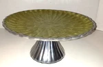 Julia Knight 9.75" Peony Cake Pedestal Stand Kiwi Green Enamel Scallop Edge. Fixed Price $63.95.