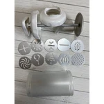 Pampered Chef Cookie Press 1526 White Silver With 10 Disks And Storage Box. Fixed Price $18.00.