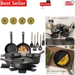 Healthy 19-PIECE Black Titanium Cookware Set Oven Safe & Dishwasher Friendly. Fixed Price $135.99.