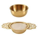 Stainless Steel Tea Strainer With Drip Bowl Easy Clean Loose Leaf HANGING1865. Fixed Price $11.99.