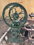 Antique Elgin National Coffee Mill Grinder Floor Model Green Powder Coated. Fixed Price $1500.00.