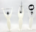 Bugatti Kitchen Utensil Set Pizza Cutter Peeler Bottle Opener White 3 Pcs - New. Fixed Price $50.00.