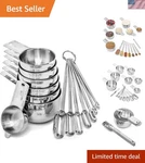 Lifetime-guaranteed Stainless Steel Measuring Cups & Spoons 14 Piece Ensemble. Fixed Price $87.99.