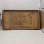Vtg Golden State Box Factory California Redwood Tray San Gabriel Fiesta 14". Fixed Price $24.97.