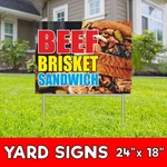 Beef Brisket Sandwich Yard Sign Corrugate Plastic With H-stakes Meat Buffet Food. Fixed Price $143.95.