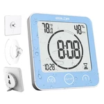 Digital Shower Clock Blue, Water Resistant Countdown Timer, Temp Humidity Bath. Fixed Price $32.31.
