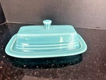 Fiestaware Turquoise Covered Butter Dish 1/8 X 5. Fixed Price $32.00.