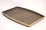 Retired Pampered Chef Gray Stoneware Rectangle Medium Entertaining Platter 1453. Fixed Price $21.00.