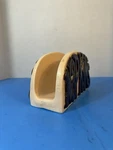 Vintage Ceramic Word Art Napkin Holder Retro Brown & White Kitchy Kitchen. Fixed Price $14.00.