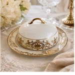 Vintage Noritake Covered Butter Dish Gold Scroll Porcelain Japan Pattern 16034. Fixed Price $22.00.