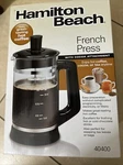 New In Box Hamilton Beach 40400 French Press With Cocoa Attachment Unopened. Fixed Price $10.00.