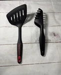 Tupperware Kpt Set Of 2 Large Slotted Spatula & Spaghetti Server Black. Fixed Price $13.82.