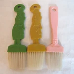 Vtg Lot 3 Plastic Figural Handle Chef Pastry Brushes 70'S Empire Gold Pink Green. Fixed Price $19.99.