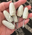 Vtg Set Of 6 White Cermac Metal Corn On Cob Skewers Holders Kitchen 3" Utensil. Fixed Price $14.85.