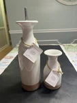 Pair Of Williams Sonoma Ceramic Olive Oil Cruets 24OZ & 9.5OZ. Fixed Price $26.99.