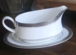 Noritake Crestwood Platinum Gravy Boat & Underplate #81. Fixed Price $55.00.